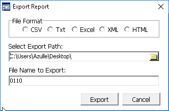 Report Export Screen